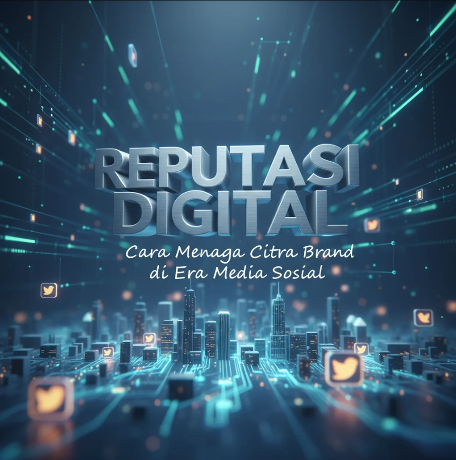 Tim pemasaran sedang memantau reputasi digital brand melalui dashboard media sosial di layar laptop.