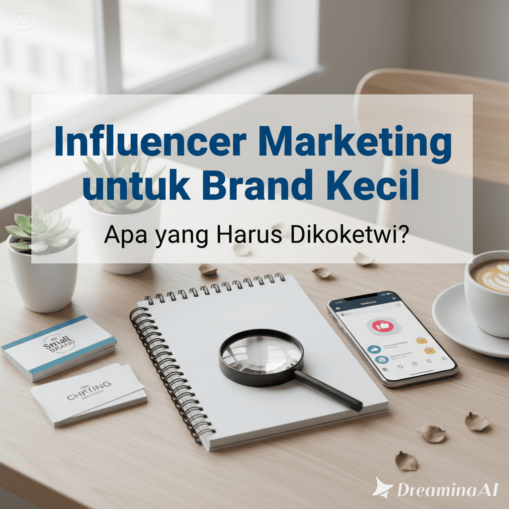 Ilustrasi influencer mempromosikan produk brand kecil melalui media sosial.