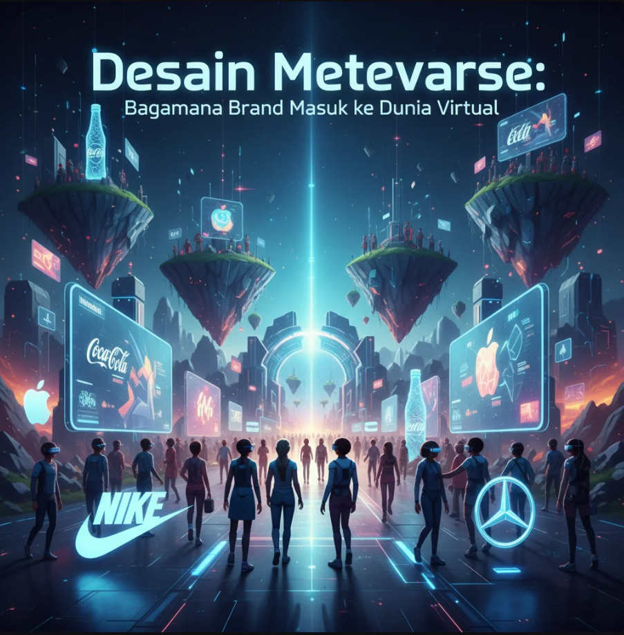 Desainer digital menciptakan dunia metaverse dengan tampilan 3D holografik futuristik.