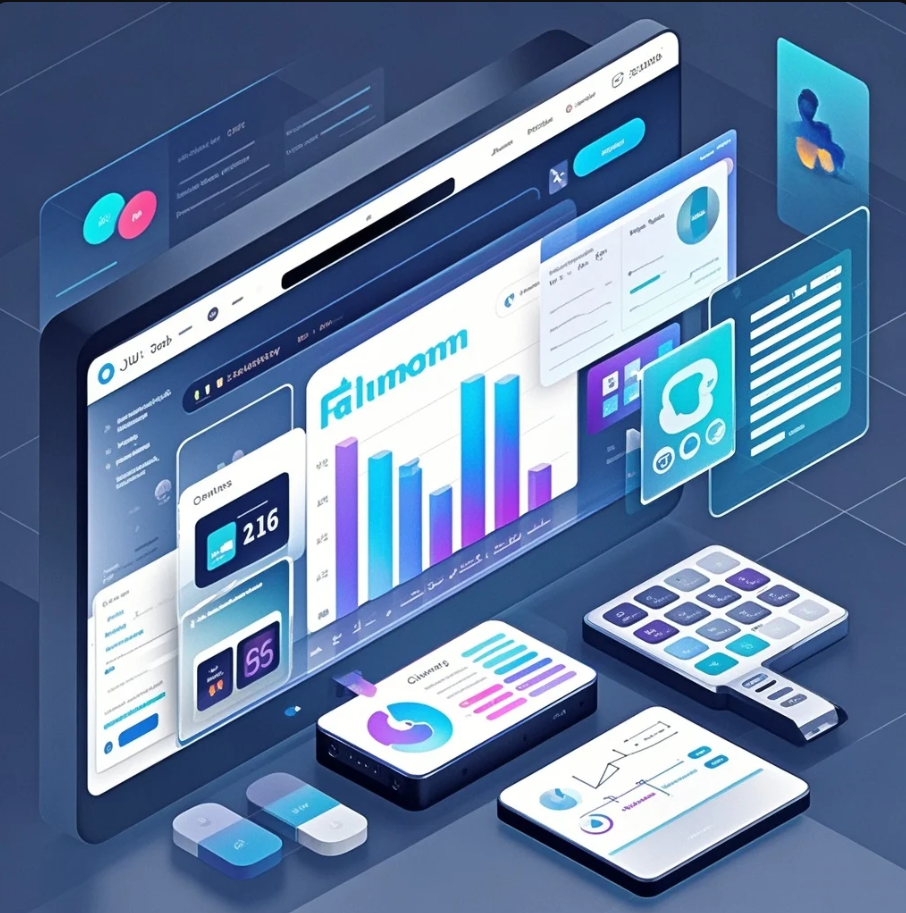 Tampilan layar ponsel dengan elemen kampanye interaktif seperti tombol swipe, polling, quiz, dan animasi UI.