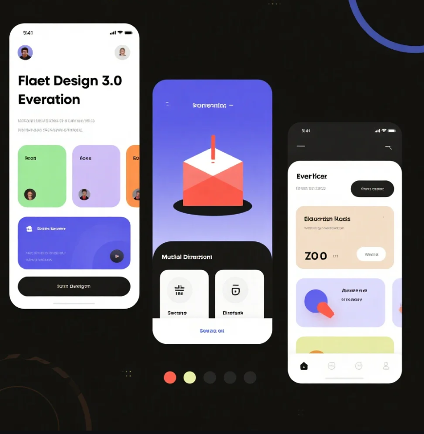 Ilustrasi gaya Flat Design 3.0 dengan elemen minimalis dan dimensi halus