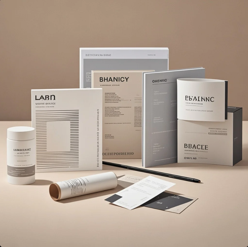 Moodboard brand berisi warna, tipografi, dan contoh tone komunikasi yang konsisten